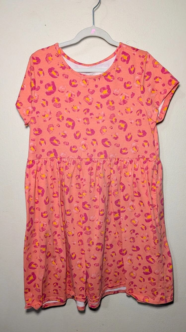 BCG Orange and Pink Leopard Print Dress Girls Size L 12-14